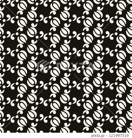 Simple floral pattern. Vector minimalist seamless texture with tiny flower shapes. Abstract geometric monochrome background. Repeat design for fabric. Simple floral pattern. Vector minimalist seamless texture with tiny flower shapes. Abstract geometric monochrome background. Repeat design for fabric. 121997319
