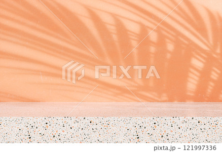 Beauty podium backdrop for product display with natural light beam and shadow. 3d rendering. 121997336