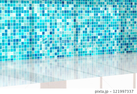 Beauty podium backdrop for product display with natural light beam and shadow. 3d rendering. 121997337