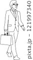 外回り営業に行くビジネスマン　線画 121997340