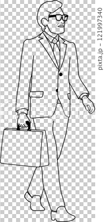 外回り営業に行くビジネスマン　線画 121997340