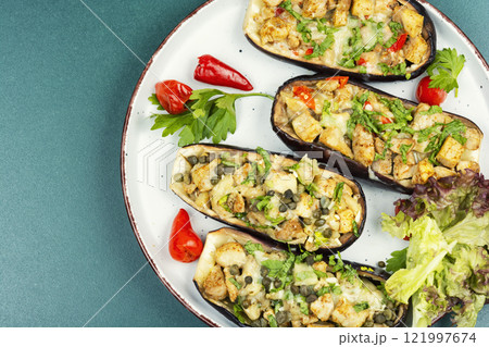 Oven baked eggplant 121997674