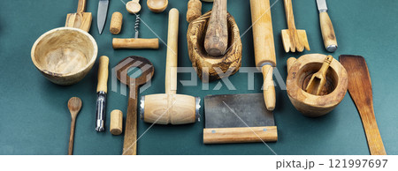 Simple rustic kitchenware. Simple rustic kitchenware. 121997697