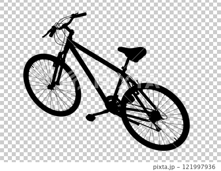 Black silhouette bicycle isolated on white background, 3D illustration 121997936