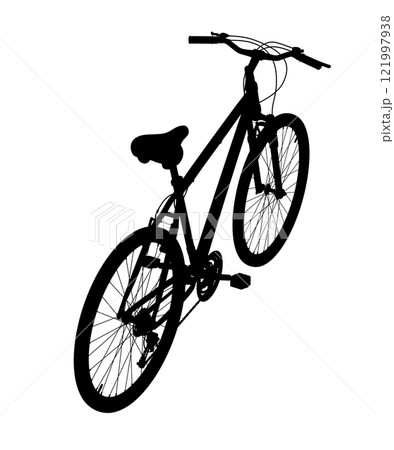 Black silhouette bicycle isolated on white background, 3D illustration 121997938