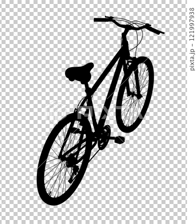 Black silhouette bicycle isolated on white background, 3D illustration 121997938
