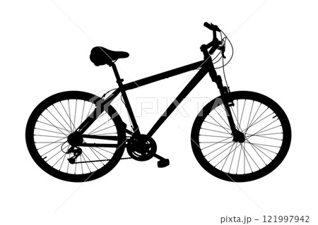 Black silhouette bicycle isolated on white background, 3D illustration Black silhouette bicycle isolated on white background, 3D illustration 121997942