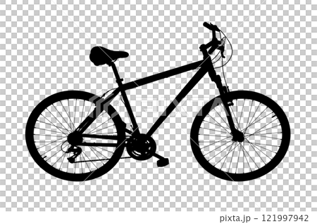 Black silhouette bicycle isolated on white background, 3D illustration Black silhouette bicycle isolated on white background, 3D illustration 121997942
