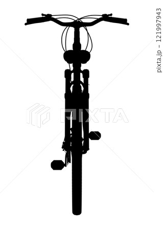 Black silhouette bicycle isolated on white background, 3D illustration Black silhouette bicycle isolated on white background, 3D illustration 121997943