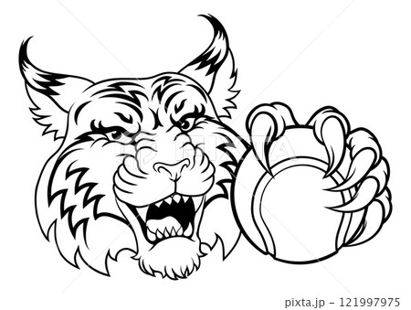 Wildcat Bobcat Tennis Ball Animal Team Mascot Wildcat Bobcat Tennis Ball Animal Team Mascot 121997975
