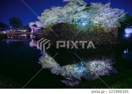 お堀に映り込む夜桜【松代城跡】 お堀に映り込む夜桜【松代城跡】 121998165