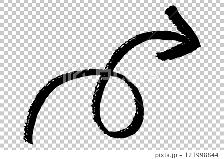 筆タッチの手描きの矢印のイラスト 121998844
