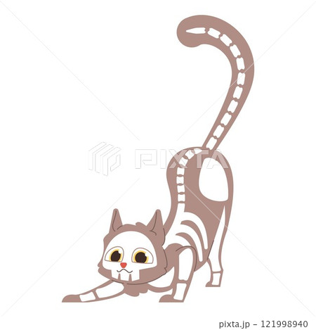 Cute Halloween Cat skeleton. Holidays cartoon character	 121998940
