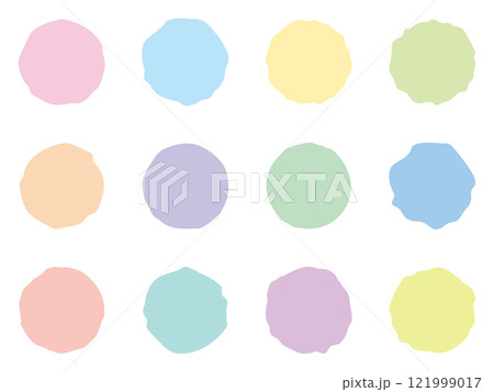 カラフル　パステル　丸　ラフ　手書き風　シンプル　セット 121999017