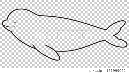 Simple and cute beluga whale illustration - line drawing only Simple and cute beluga whale illustration - line drawing only 121999062