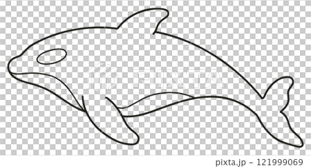 簡單可愛的虎鯨插畫線描而已 121999069