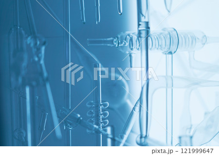 Detailed scientific glassware in modern laboratory setting Detailed scientific glassware in modern laboratory setting 121999647