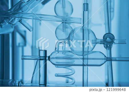 Abstract glass apparatus with scientific elements Abstract glass apparatus with scientific elements 121999648