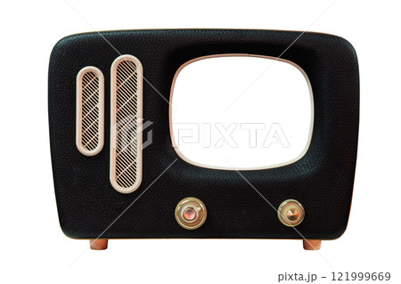 Vintage television with rounded design Vintage television with rounded design 121999669