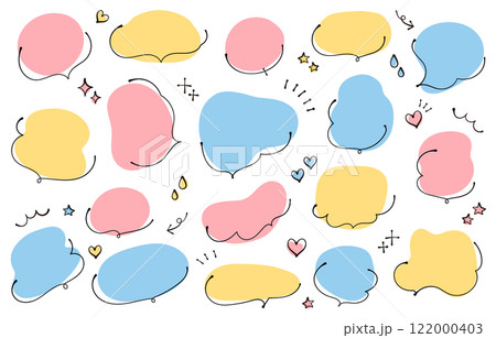 ラフでかわいい手描き風ふきだしセット（パステルカラー） 122000403
