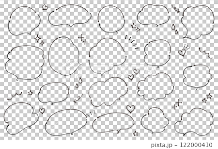 Rough and cute hand-drawn style speech bubble set (warm colors) 122000410