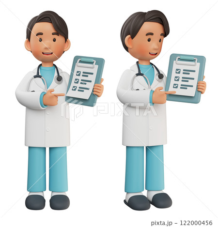 male doctor character showing chart 3D graphic 122000456