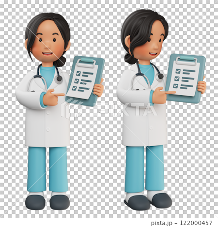 female doctor character showing chart 3D graphic female doctor character showing chart 3D graphic 122000457
