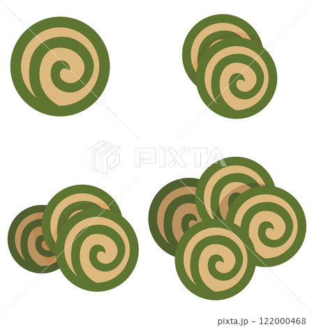 焼き菓子のアイスボックスクッキー・抹茶のイラスト素材　ベクター 122000468