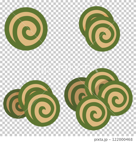 焼き菓子のアイスボックスクッキー・抹茶のイラスト素材　ベクター 122000468