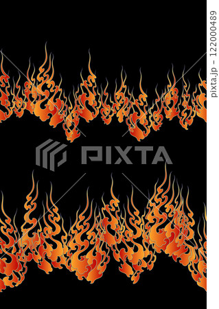 日本画の技法で描いた火炎の柄, 122000489