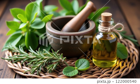 Exquisite Mortar and Pestle with Fresh Greenery 122000540