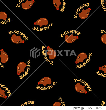 可愛いとんかつソースのテキスタイルパターン, 122000786