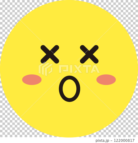 Facial expression icon yellow simple circle single damage pain Facial expression icon yellow simple circle single damage pain 122000817