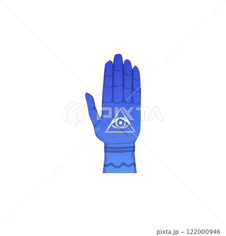 Vector element with the magical symbol of hamsa on a white background in a cartoon-style 122000946