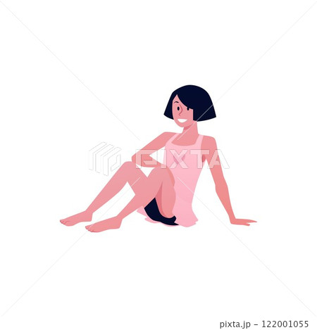 Vector teenage girl in a swimsuit for swimming in the pool and in the sea 122001055