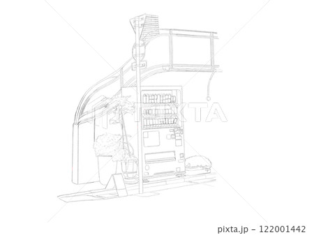 塗り絵イラスト『街角自販機』 塗り絵イラスト『街角自販機』 122001442