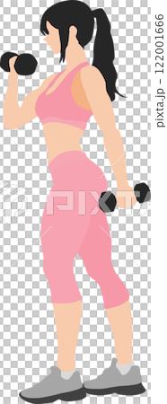 ダイエットする女性のイラスト(筋トレ) ダイエットする女性のイラスト(筋トレ) 122001666