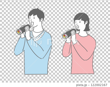 Men and women eating ehomaki 122002167