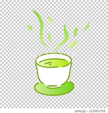 茶杯裡的綠茶,香氣撲鼻:插畫素材 茶杯裡的綠茶,香氣撲鼻:插畫素材 122002358