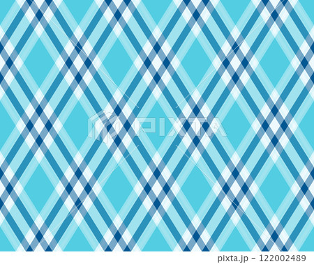 Striking diagonal plaid pattern in refreshing blue hues.  Perfect for textile design, website backgrounds, or any project needing a modern, stylish geometric texture. 122002489
