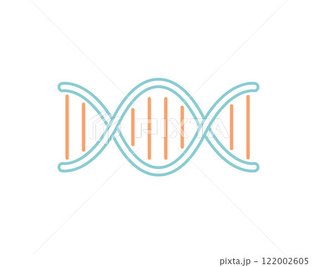 A clean, minimalist illustration of a DNA double helix.  Perfect for websites, presentations, or educational materials related to genetics, biotechnology, or healthcare. 122002605