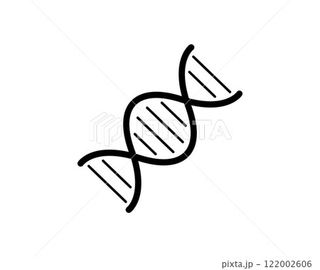 Clean, bold line art illustration of a DNA double helix. Perfect for science, medicine, genetic engineering, or biotechnology projects. 122002606
