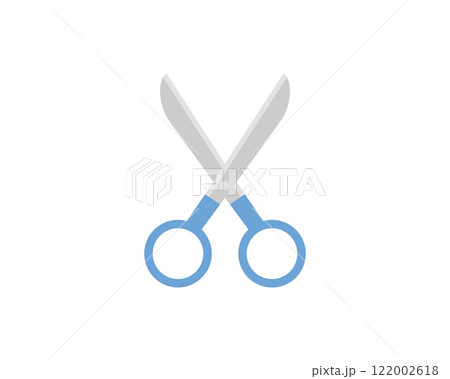 Simple, clean illustration of scissors. Perfect for websites, apps, or presentations needing a cutting, editing, or crafting theme.  Versatile design, easily adaptable to various color palettes. 122002618