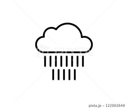 Simple line art icon depicting a cloud with rain. Perfect for weather apps, websites, or presentations needing a clean, minimalist design. Simple line art icon depicting a cloud with rain. Perfect for weather apps, websites, or presentations needing a clean, minimalist design. 122002649