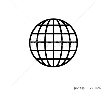 Simple yet striking black globe icon. Perfect for websites, apps, or presentations needing a clean, modern global theme. Represents connection, international business, or worldwide reach. Simple yet striking black globe icon. Perfect for websites, apps, or presentations needing a clean, modern global theme. Represents connection, international business, or worldwide reach. 122002666