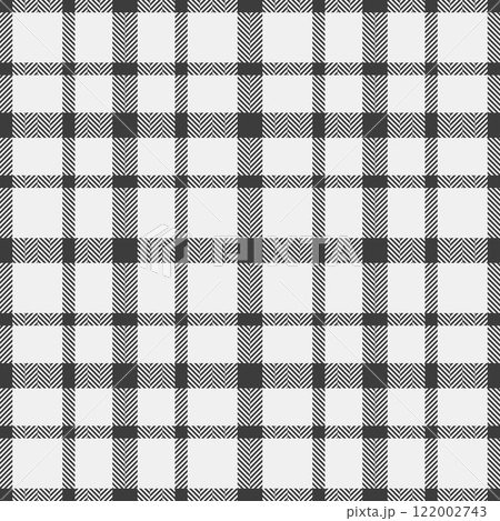 Stylish black and white herringbone plaid pattern. Perfect for textile design, website backgrounds, or fashion projects. Clean, modern, and versatile design. Stylish black and white herringbone plaid pattern. Perfect for textile design, website backgrounds, or fashion projects. Clean, modern, and versatile design. 122002743