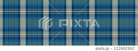 Stylish blue, green, and cream plaid pattern. Perfect for textile design, apparel, website backgrounds, or scrapbooking.  Seamless texture offers versatility for various creative projects. 122002882
