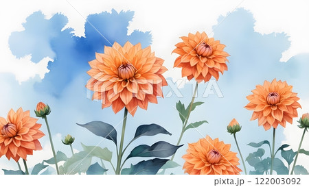 秋の花　ダリアのイラスト 122003092