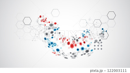 Abstract hexagon background with plexus effect for design works. Vector. Abstract hexagon background with plexus effect for design works. Vector. 122003111