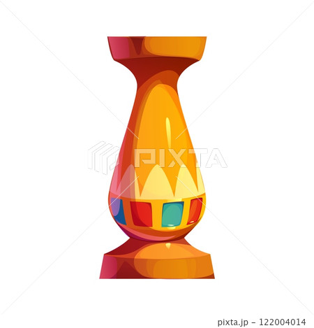 Cartoon Egyptian font stone column I letter. Ancient pharaoh latin alphabet I letter, egyptian history vector game English ABC element or egypt mythology font symbol with ancient temple column 122004014